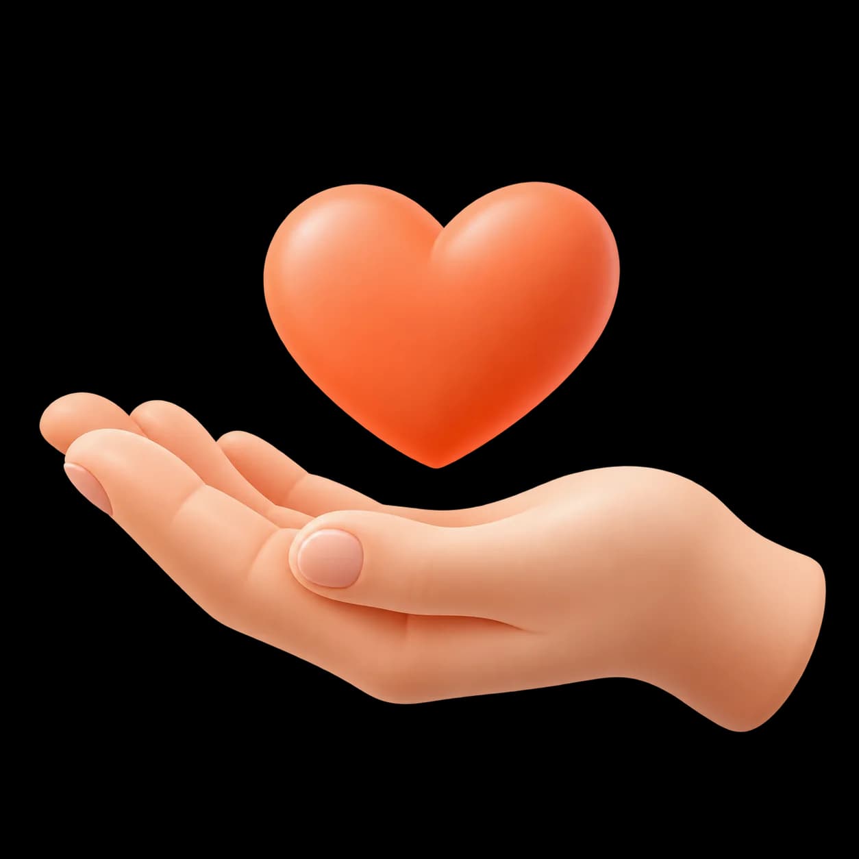 Open hand supporting a heart