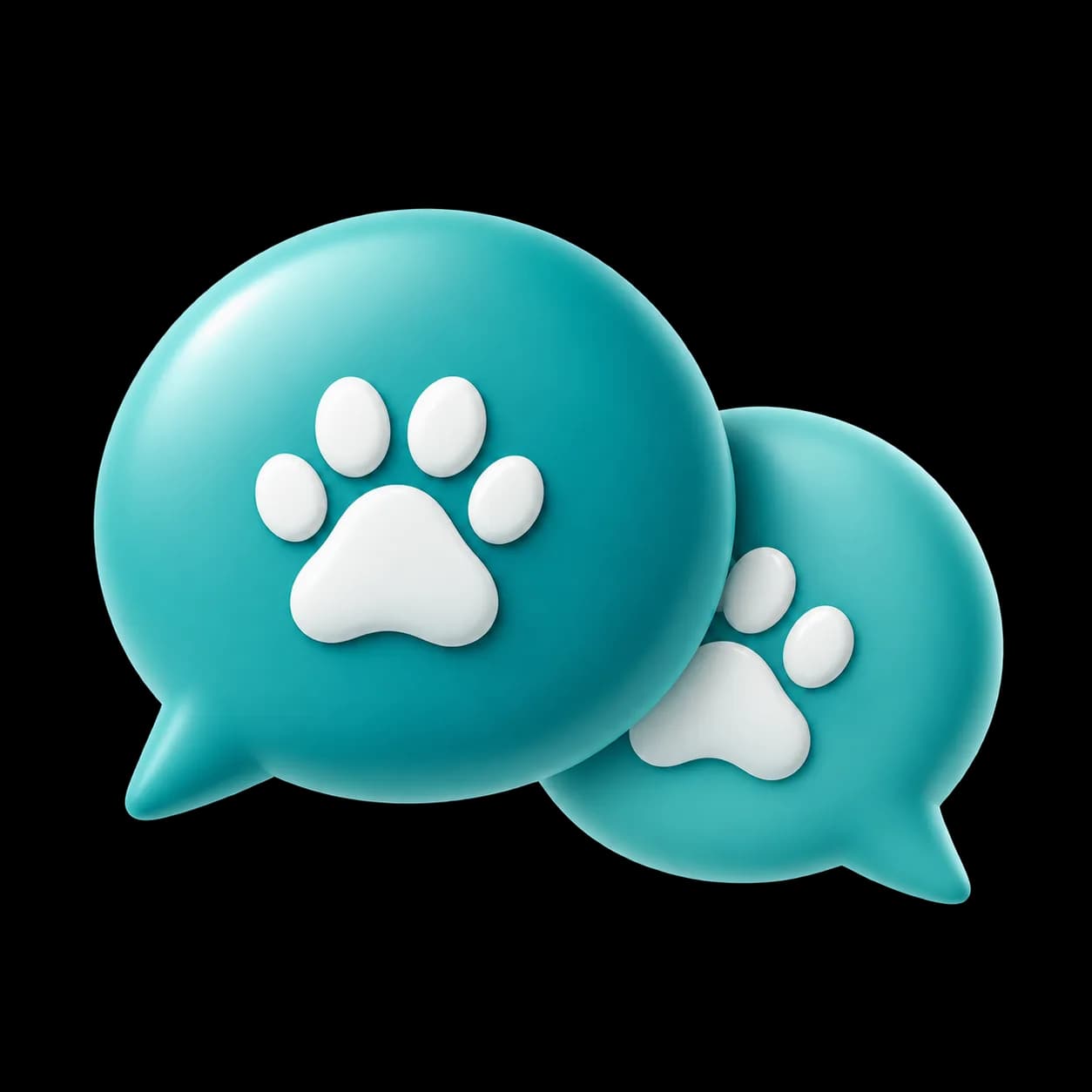Conversation bubbles with paw-print symbols