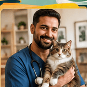 Veterinarian holding a cat
